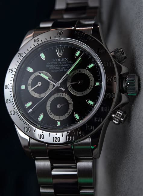 rolex daytona stainless steel black dial|Rolex daytona 116520 40 mm.